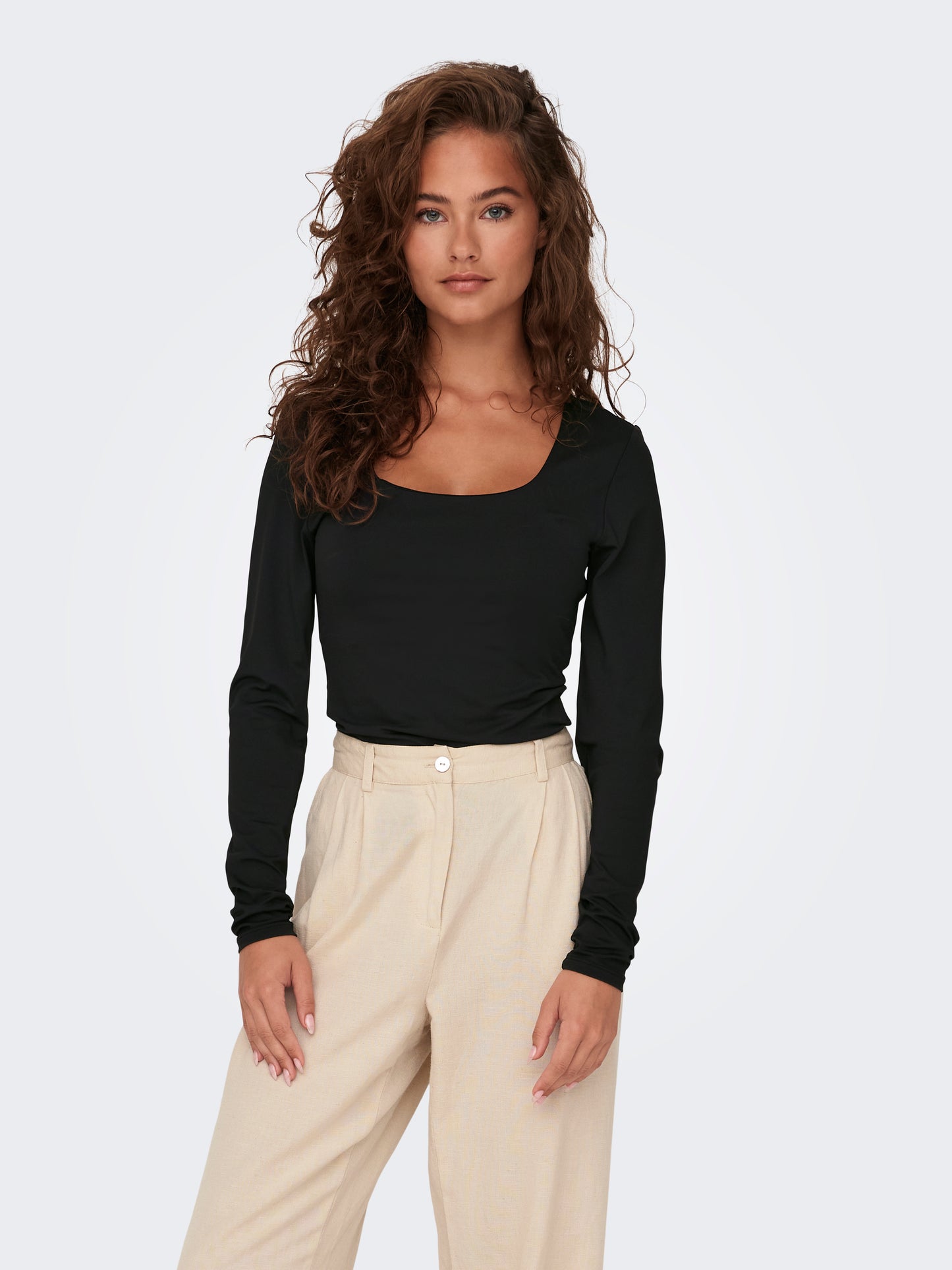 ONLEA L/S 2-WAY DEEP NECK TOP JRS NOOS