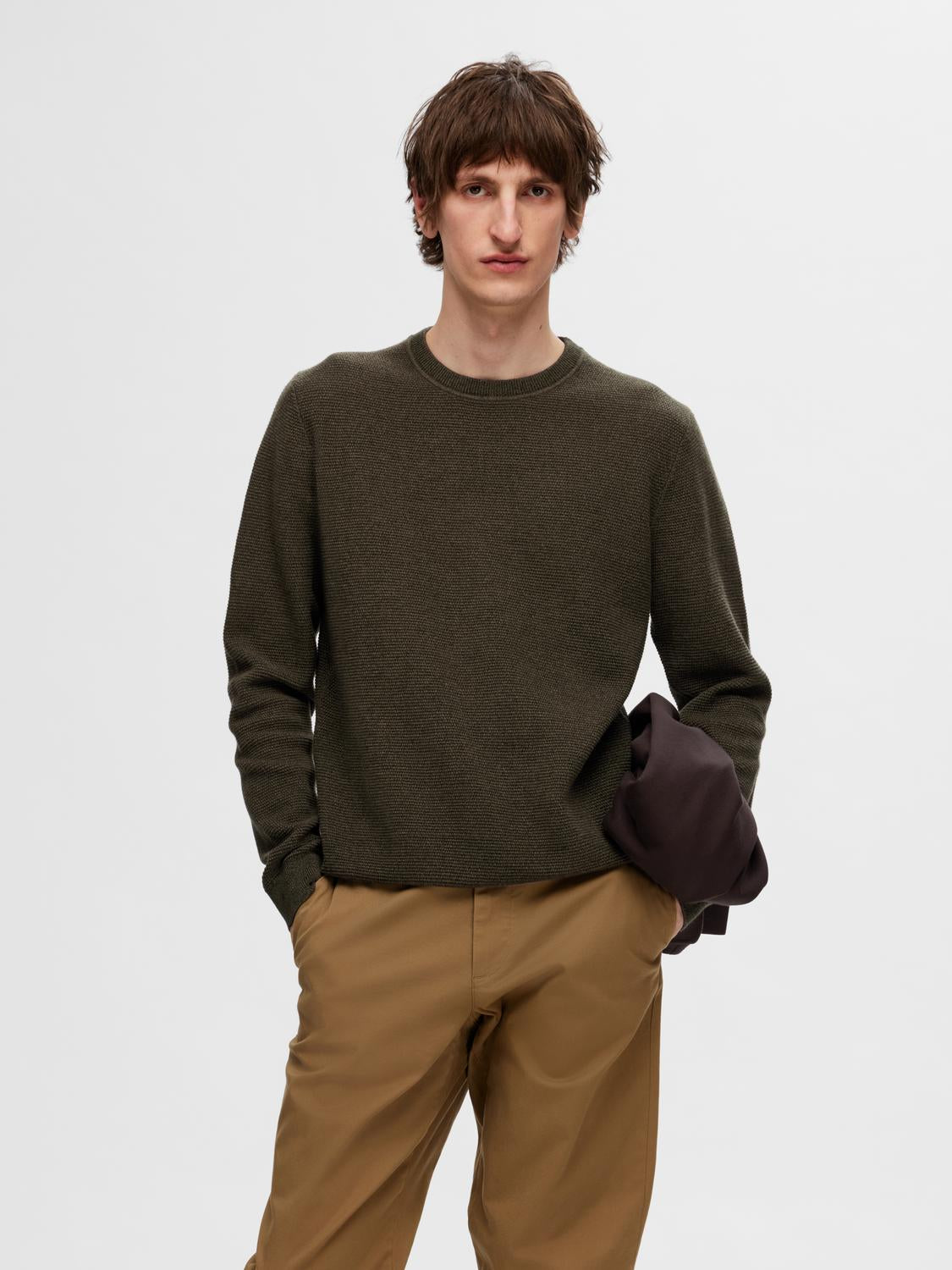 SLHROSS LS KNIT STRUCTURE CREW NECK NOOS