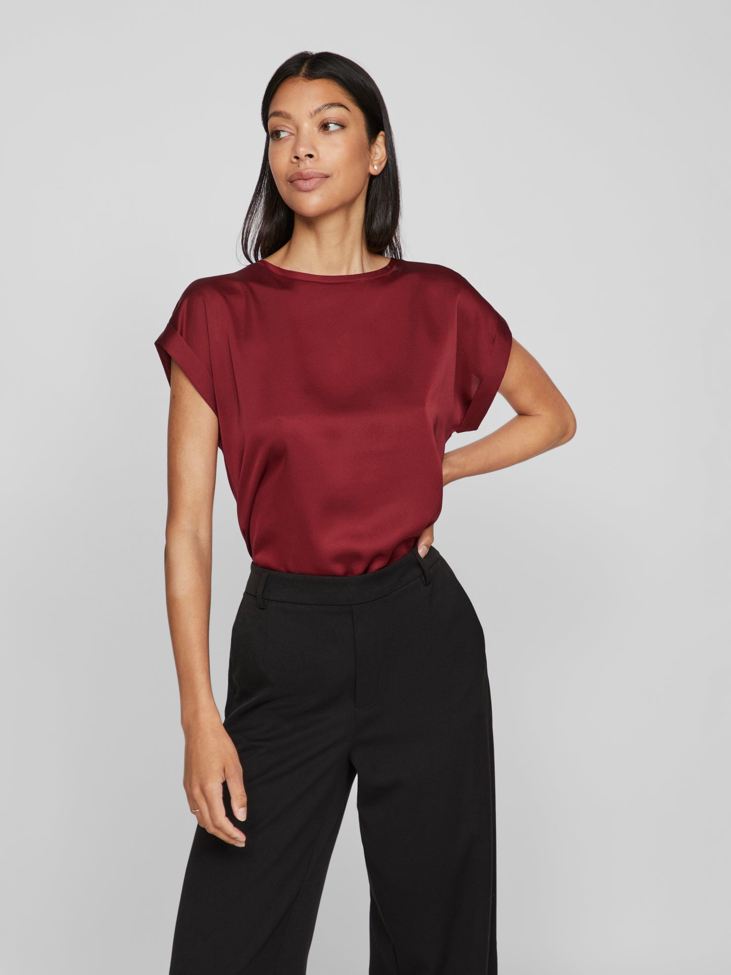 VIELLETTE S/S SATIN TOP - NOOS