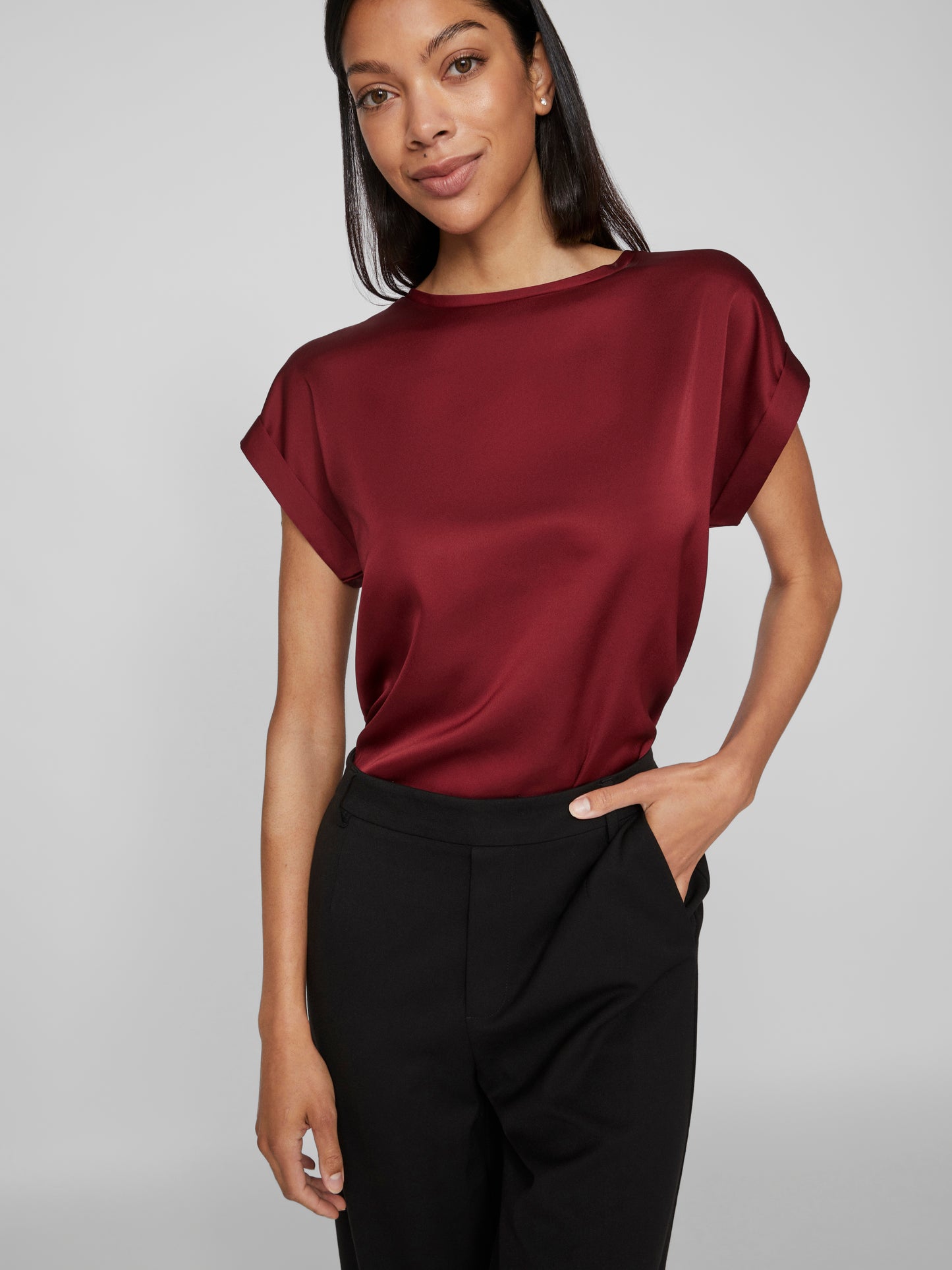 VIELLETTE S/S SATIN TOP - NOOS