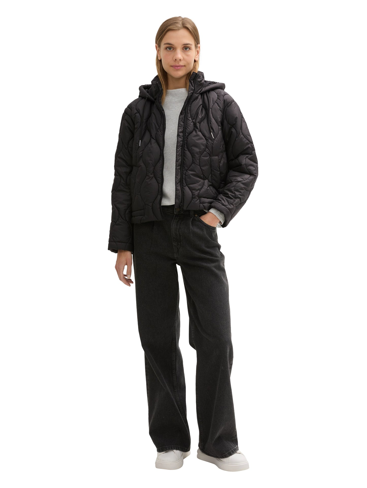 Kurze Puffer Jacke mit Kapuze