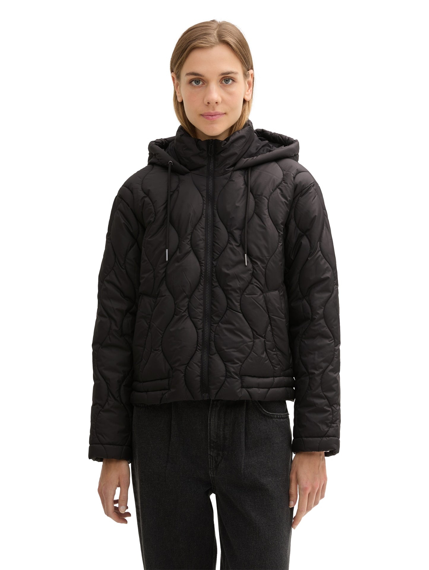 Kurze Puffer Jacke mit Kapuze