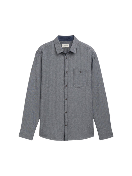 Chambray Hemd mit Fischgrätenmuster