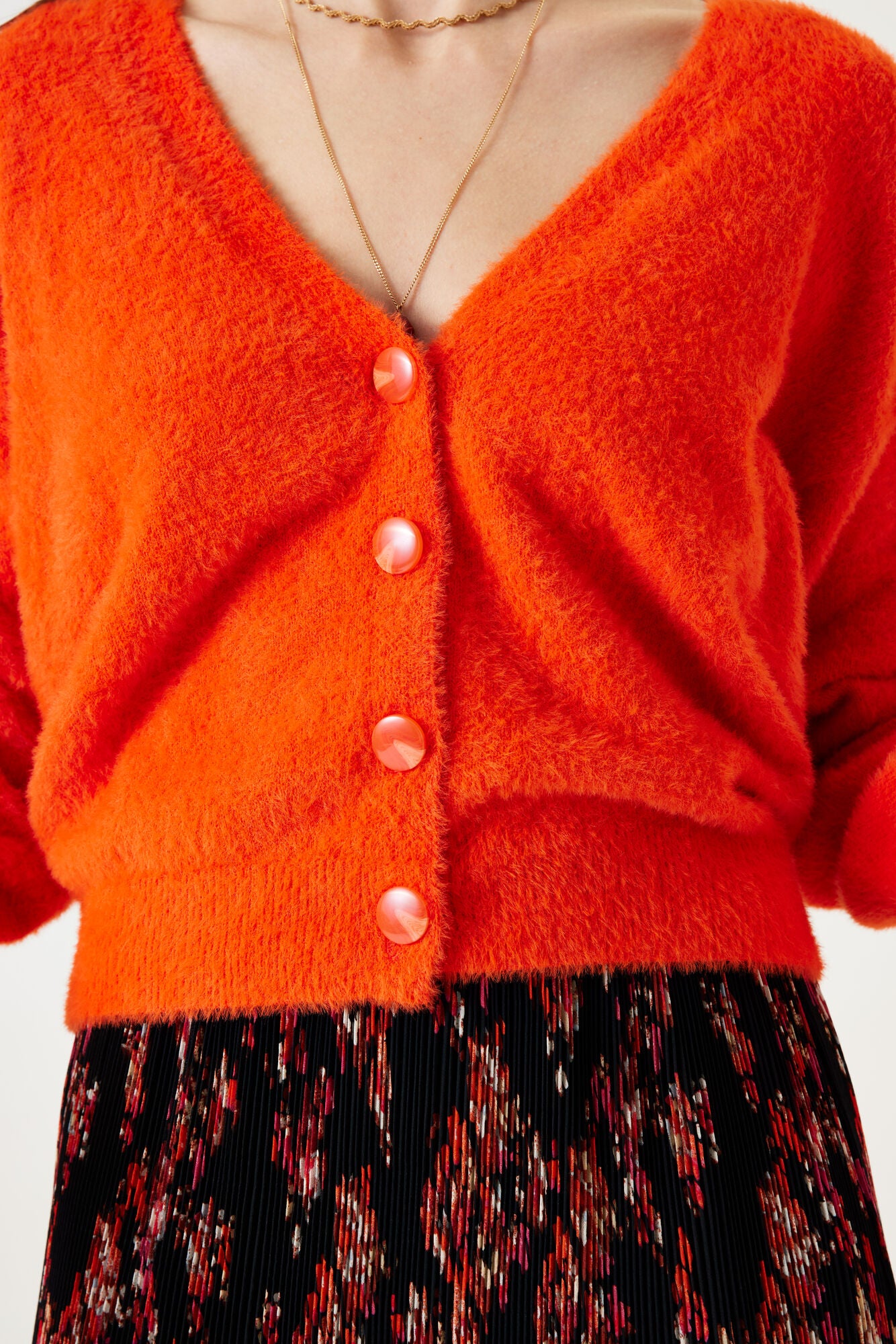 U40250_ladies cardigan, ORANGE