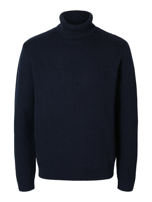 SLHZIG LS KNIT STRUCTURE ROLL NECK