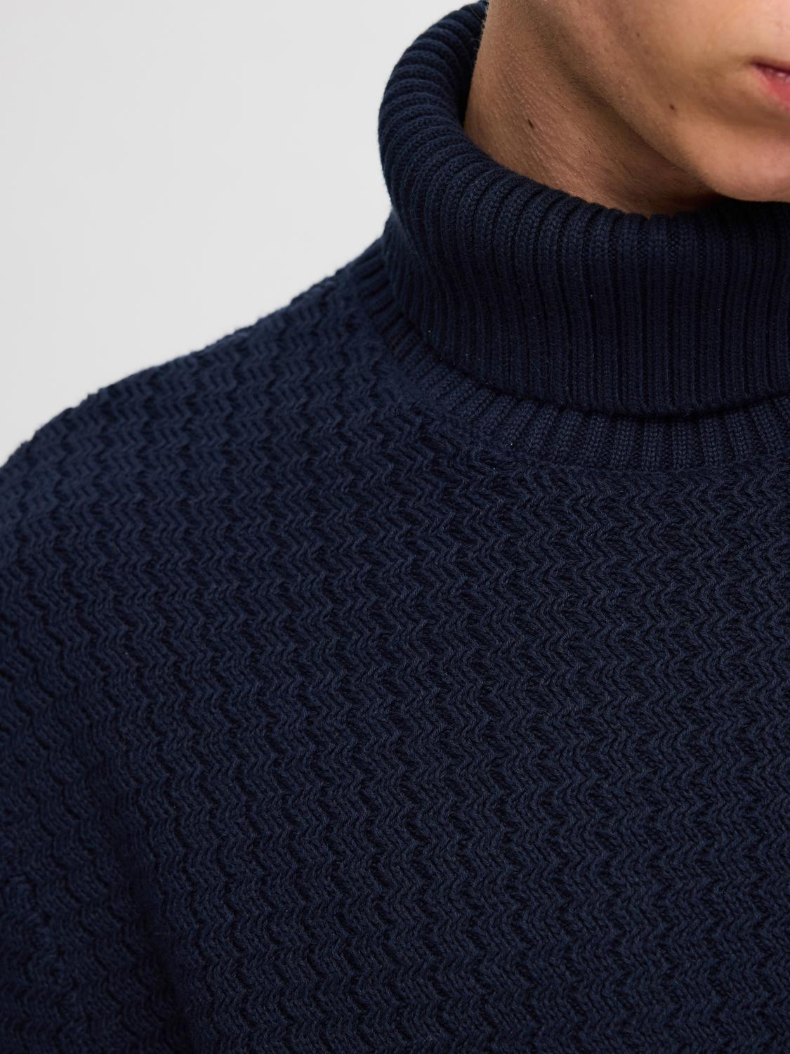 SLHZIG LS KNIT STRUCTURE ROLL NECK