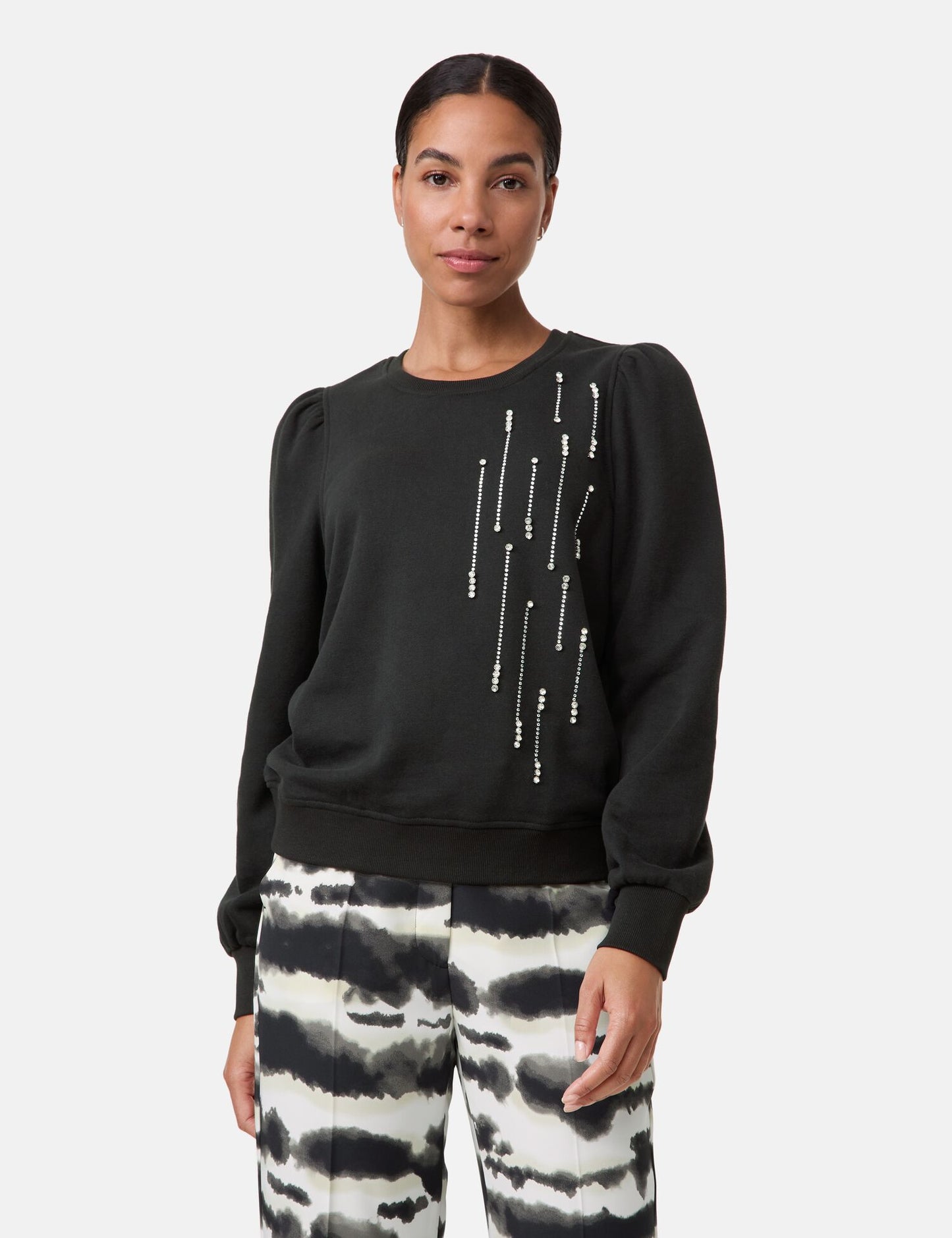 Sweatshirt mit Strassstein-Zier