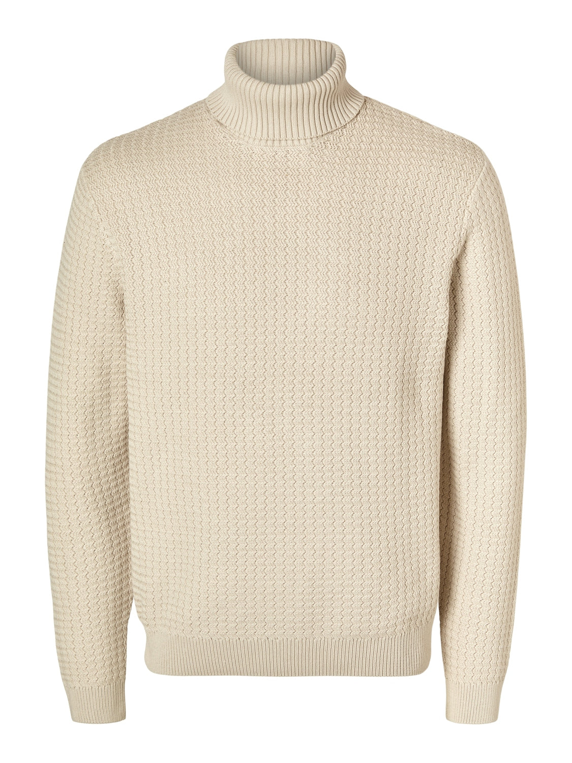 SLHZIG LS KNIT STRUCTURE ROLL NECK