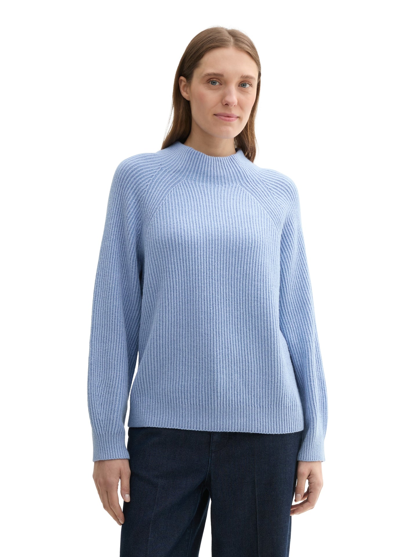 Gerippter Pullover mit Rollkragen