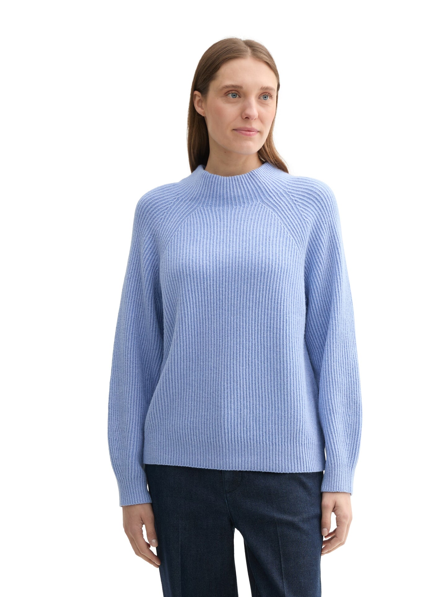 Gerippter Pullover mit Rollkragen