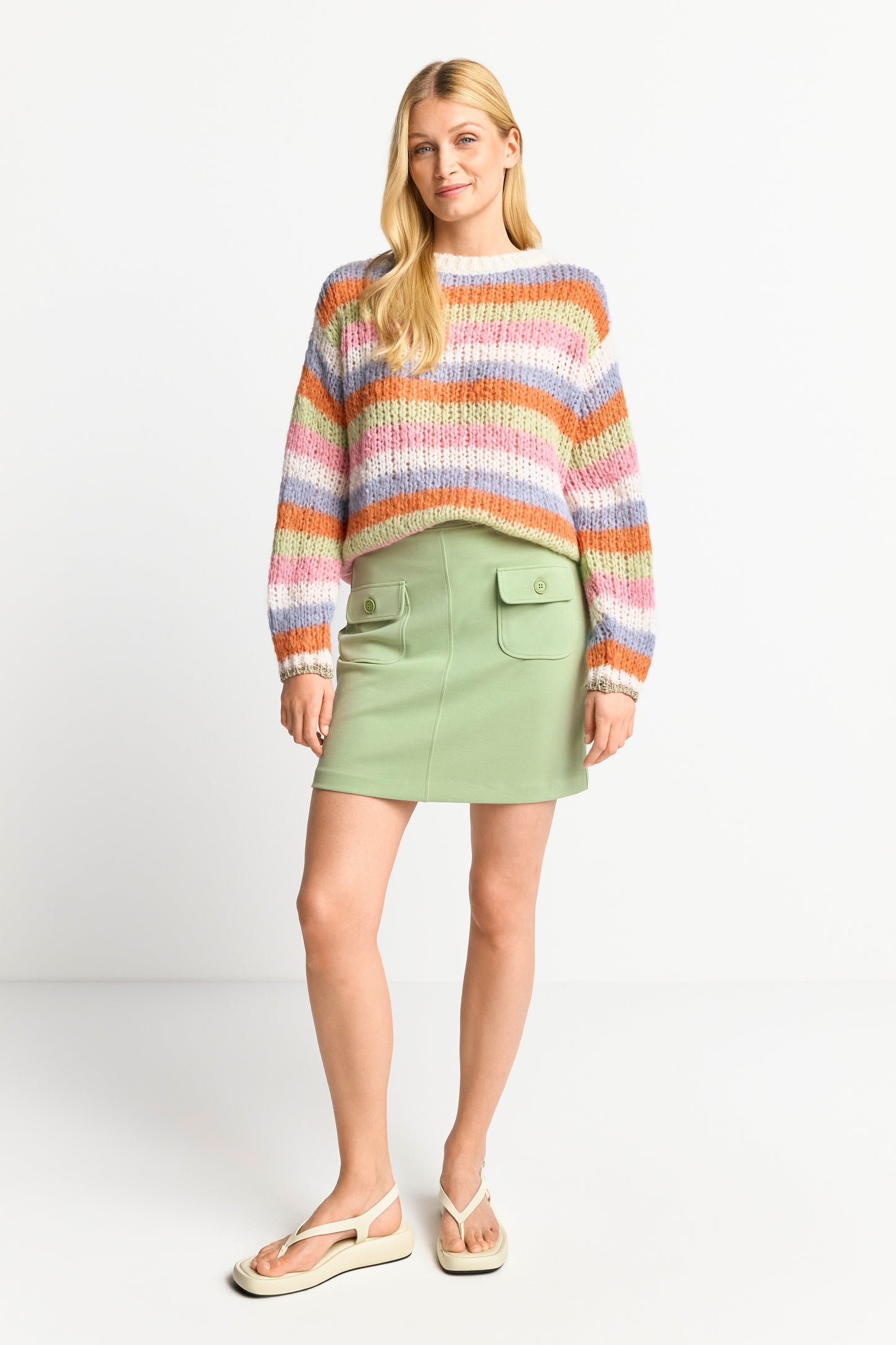 Multicolour striped crew neck