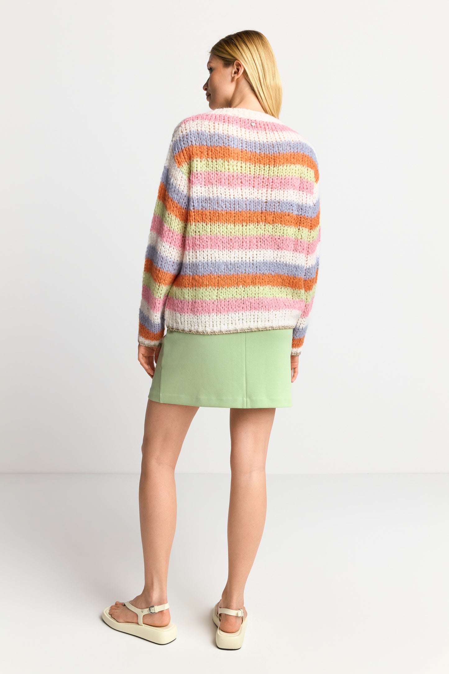 Multicolour striped crew neck