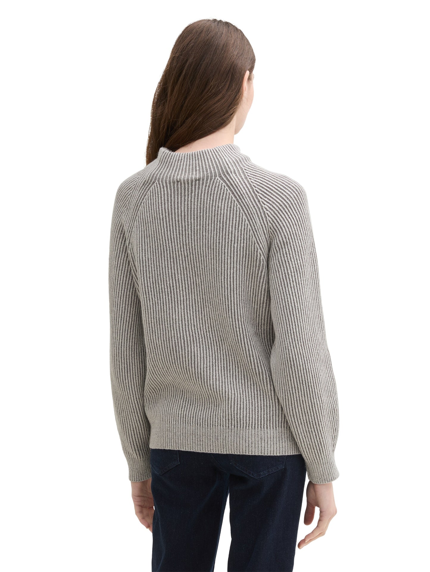 Gerippter Pullover mit Stehkragen