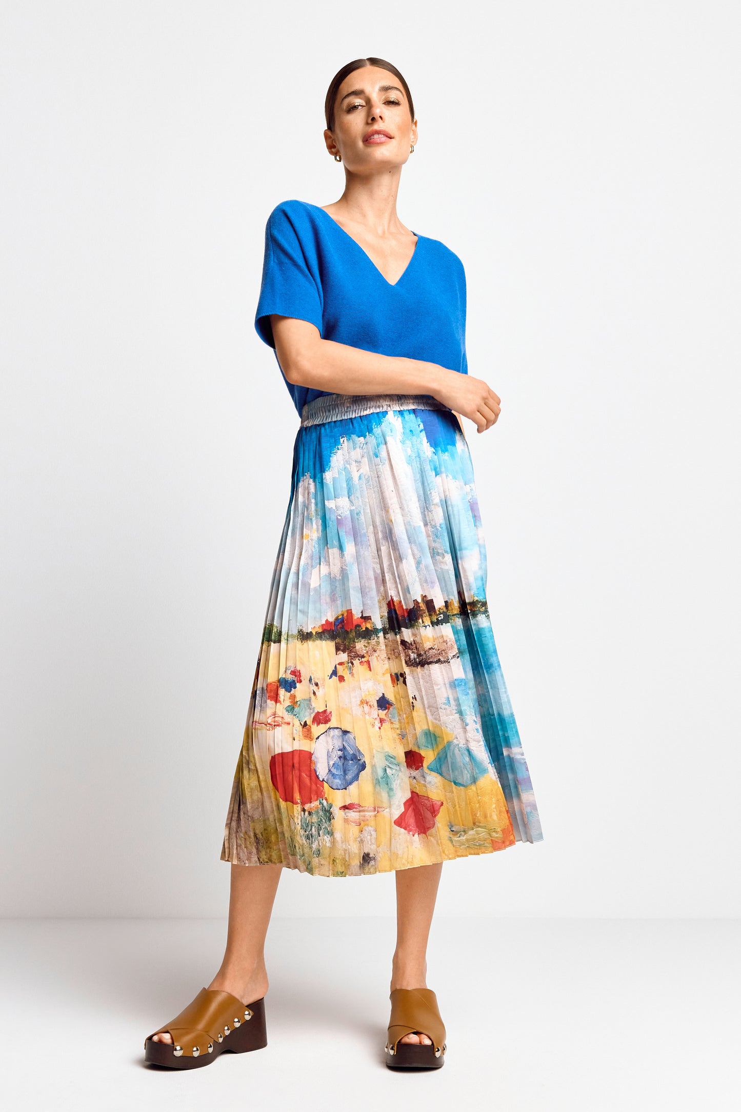 Printed Plissee Skirt