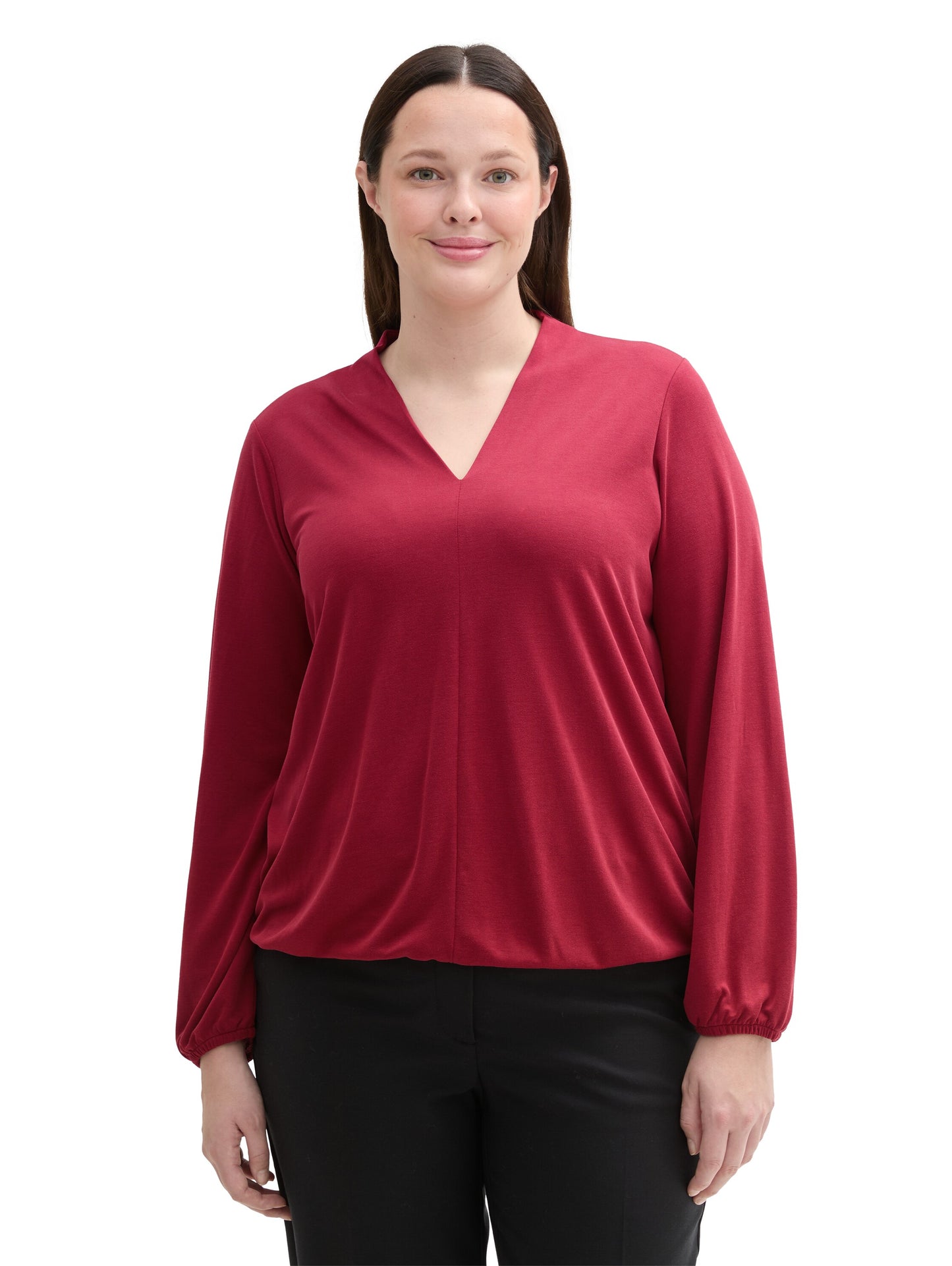 Plus - Langarmshirt mit V-Ausschnitt