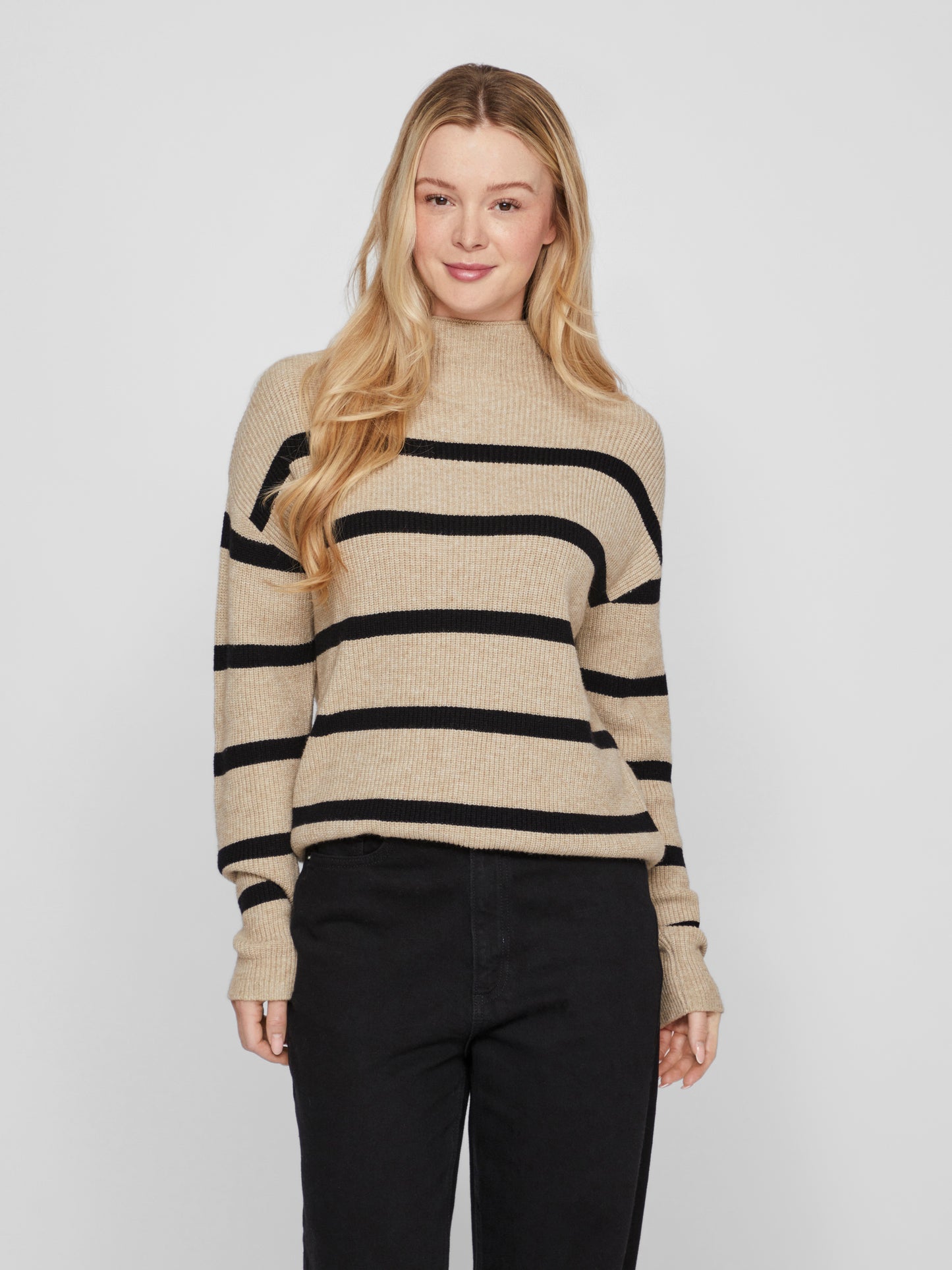 VIRIL MOCK NECK L/S  KNIT RIB TOP 2-NOOS