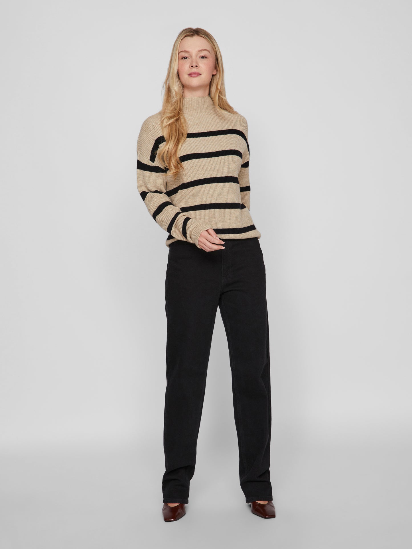 VIRIL MOCK NECK L/S  KNIT RIB TOP 2-NOOS