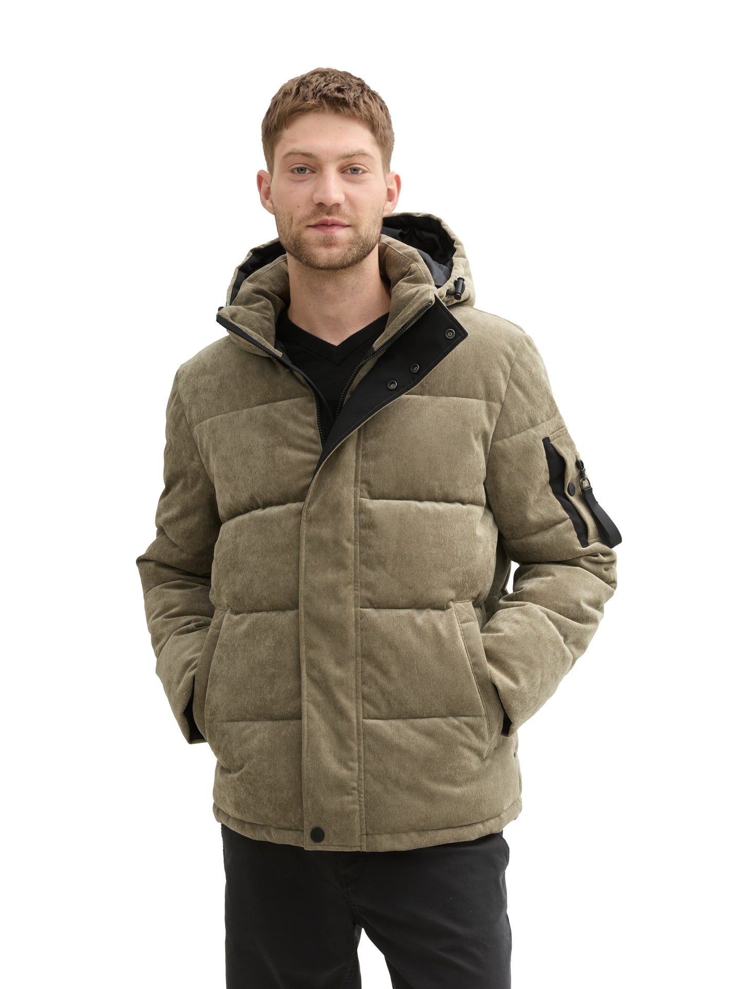 Kord Pufferjacke mit Kapuze