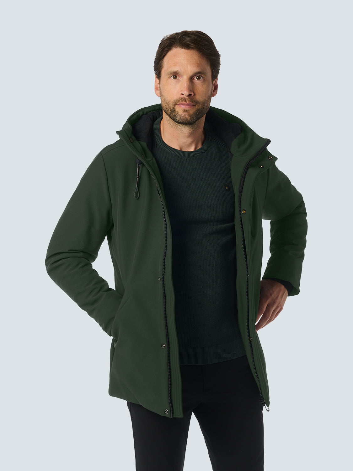 Jacket Medium Long Fit Hooded Softshell Stretch