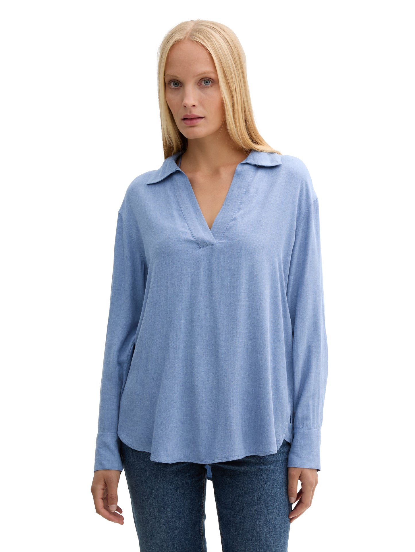 Cosy Bluse mit V-Ausschnitt