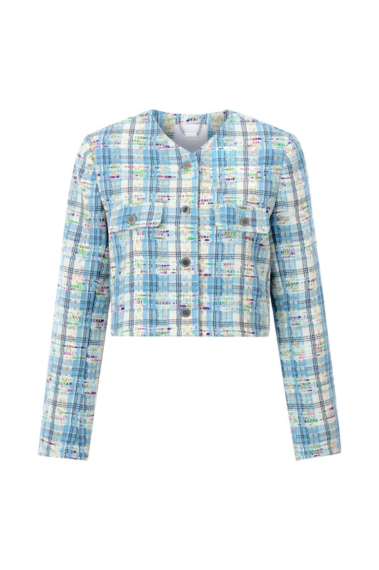 Cropped Bouclé check jacket