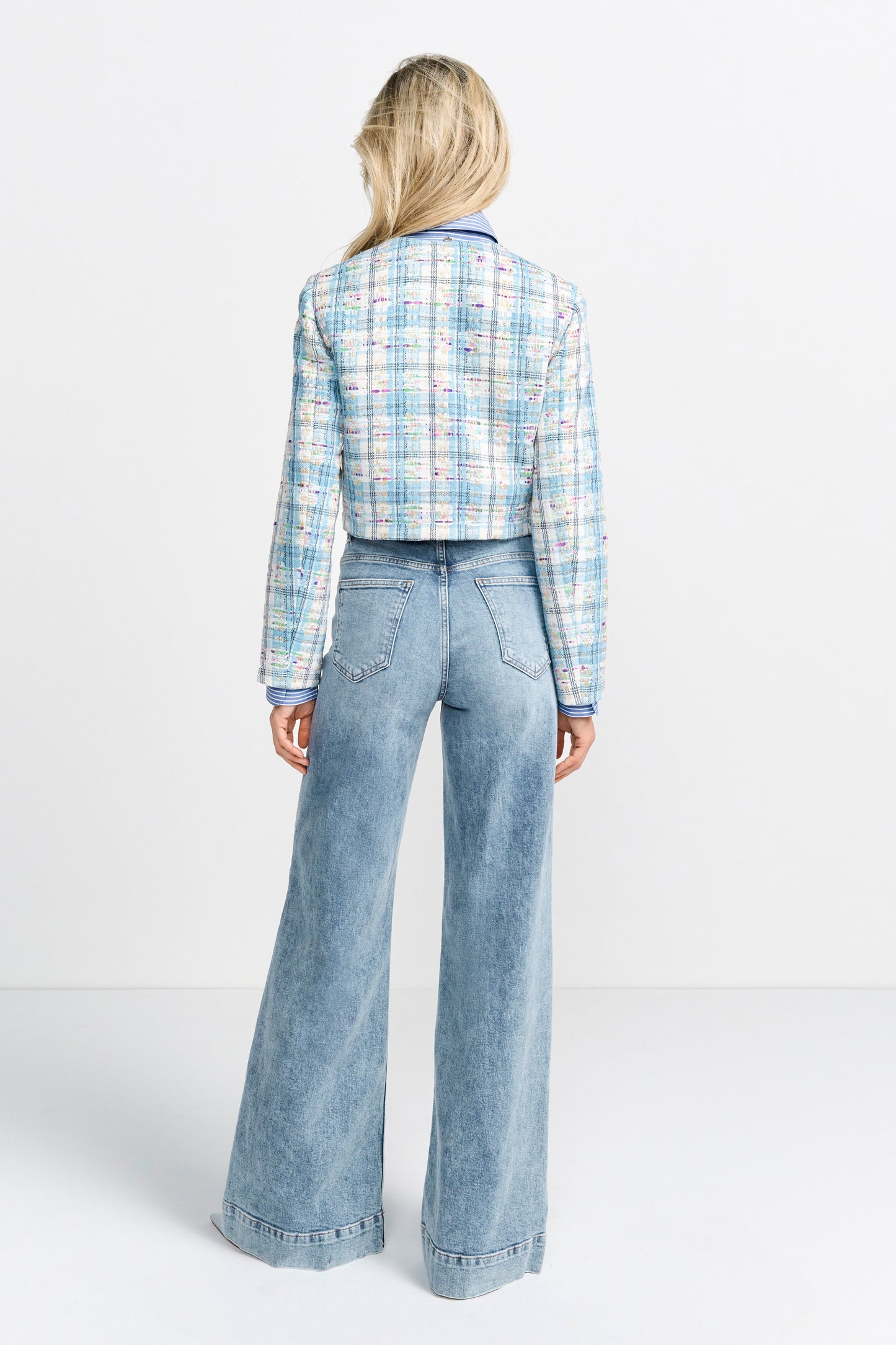 Cropped Bouclé check jacket