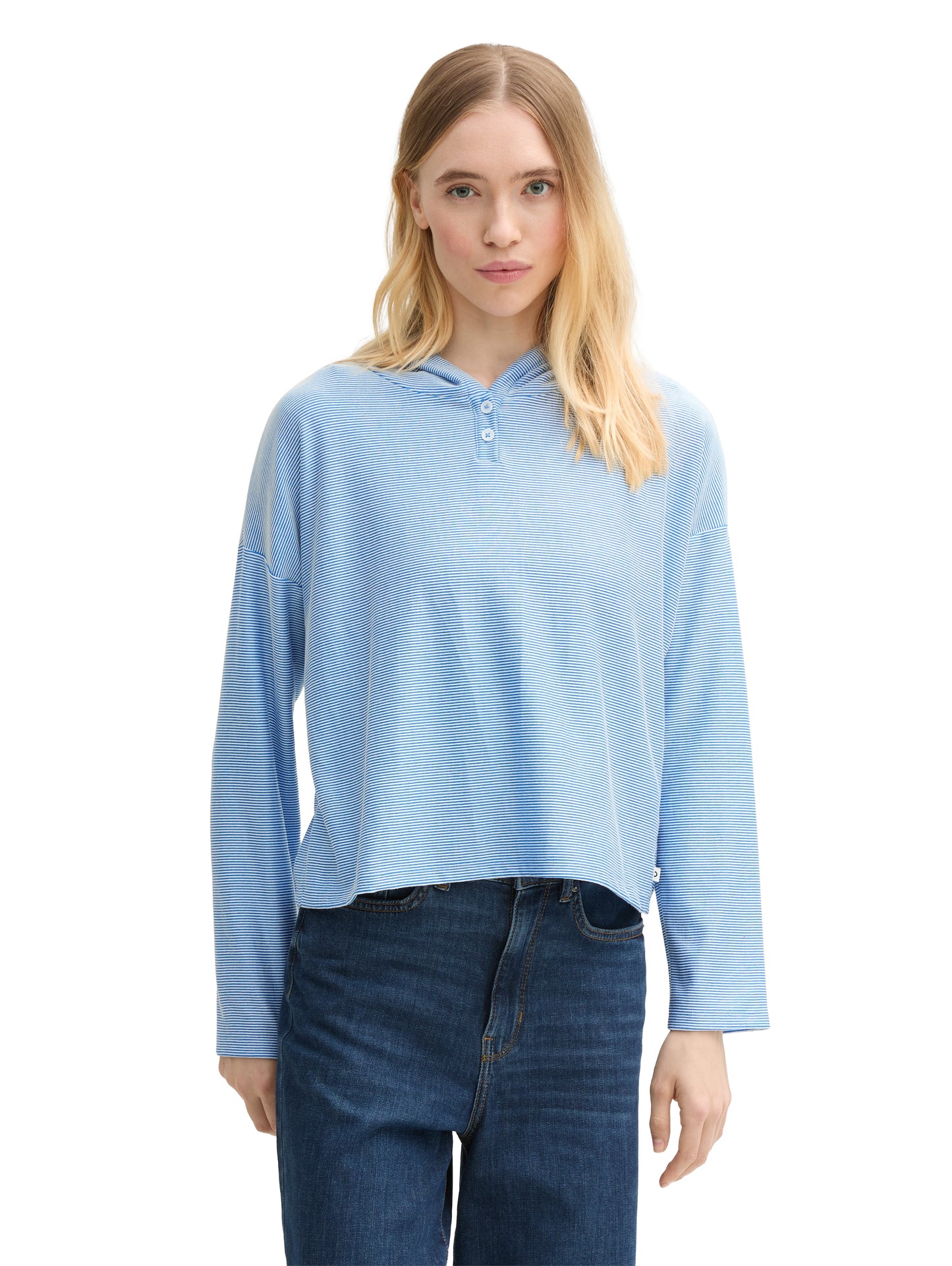 Gestreiftes Langarmshirt mit Kapuze