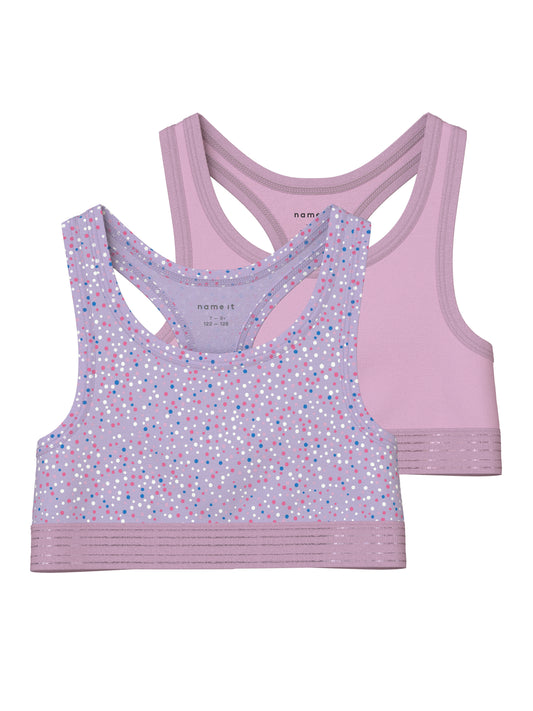 NKFSHORT TOP 2P PASTEL LILAC DOT NOOS