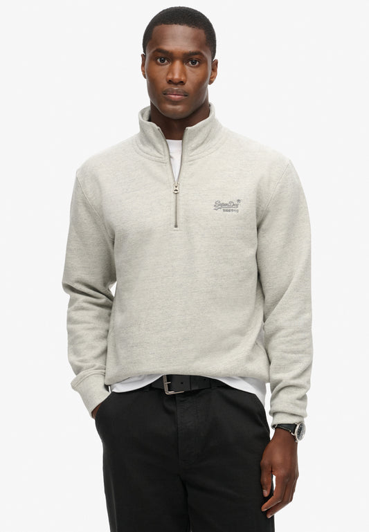 Essential Sweatshirt mit halblangem Reißverschluss und Logo