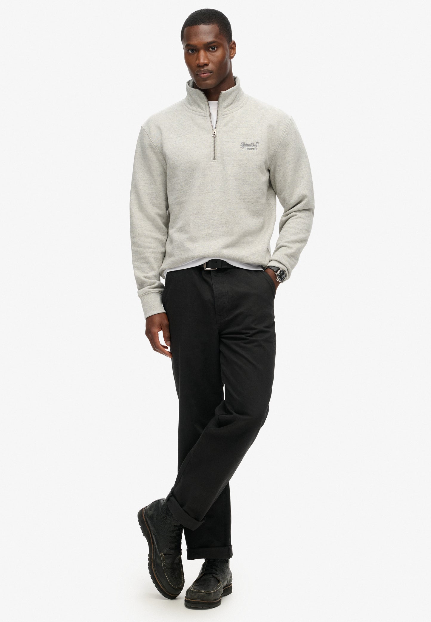 Essential Sweatshirt mit halblangem Reißverschluss und Logo