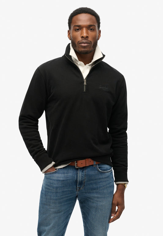 Essential Sweatshirt mit halblangem Reißverschluss und Logo