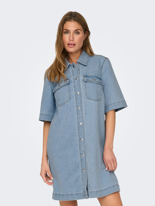 ONLBELLE S/S BUTTON DRESS DNM GUA NOOS