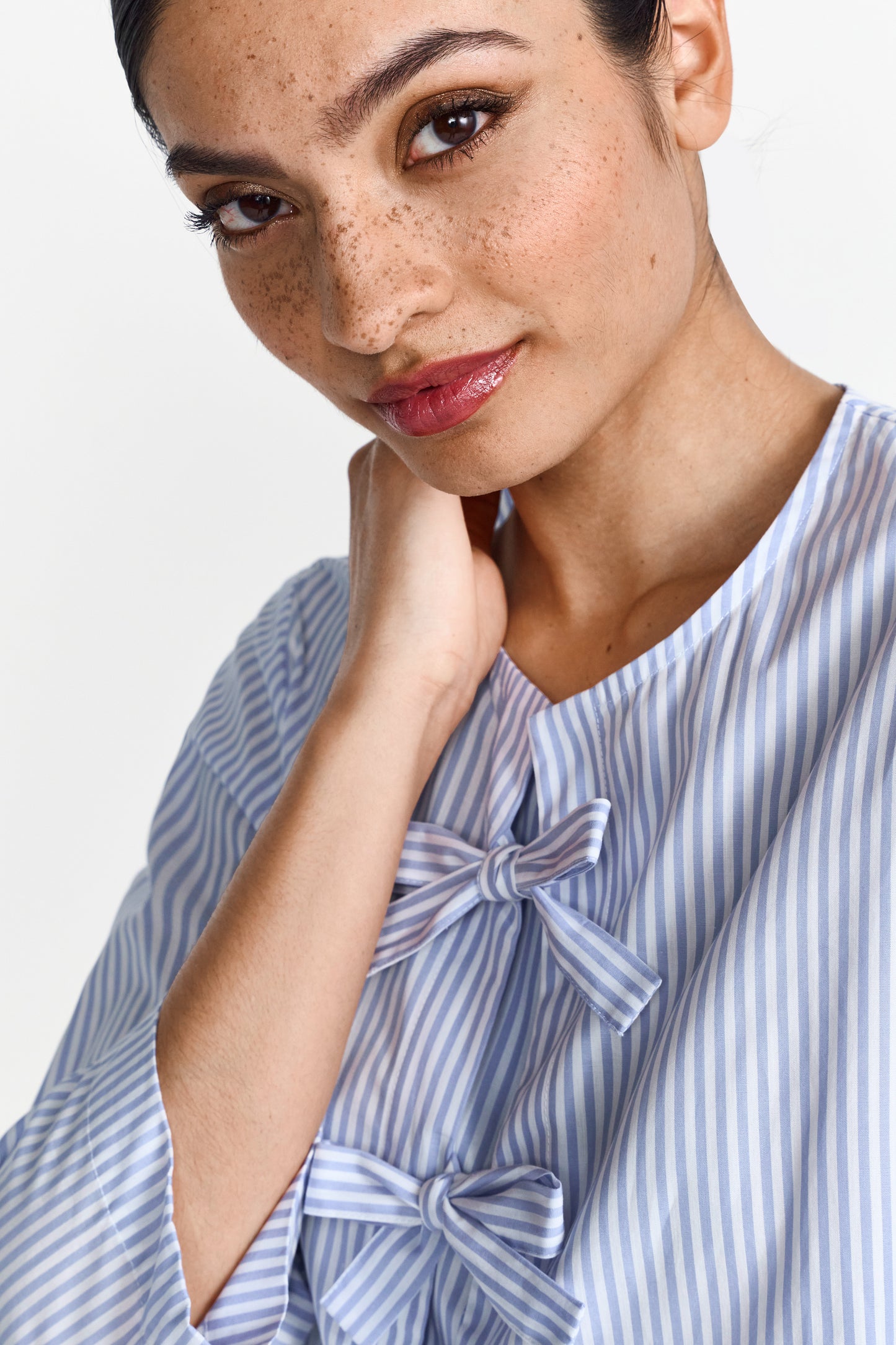 Striped blouse with bow
