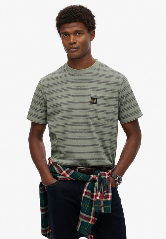 T-Shirt mit Tasche und Kontraststreifen