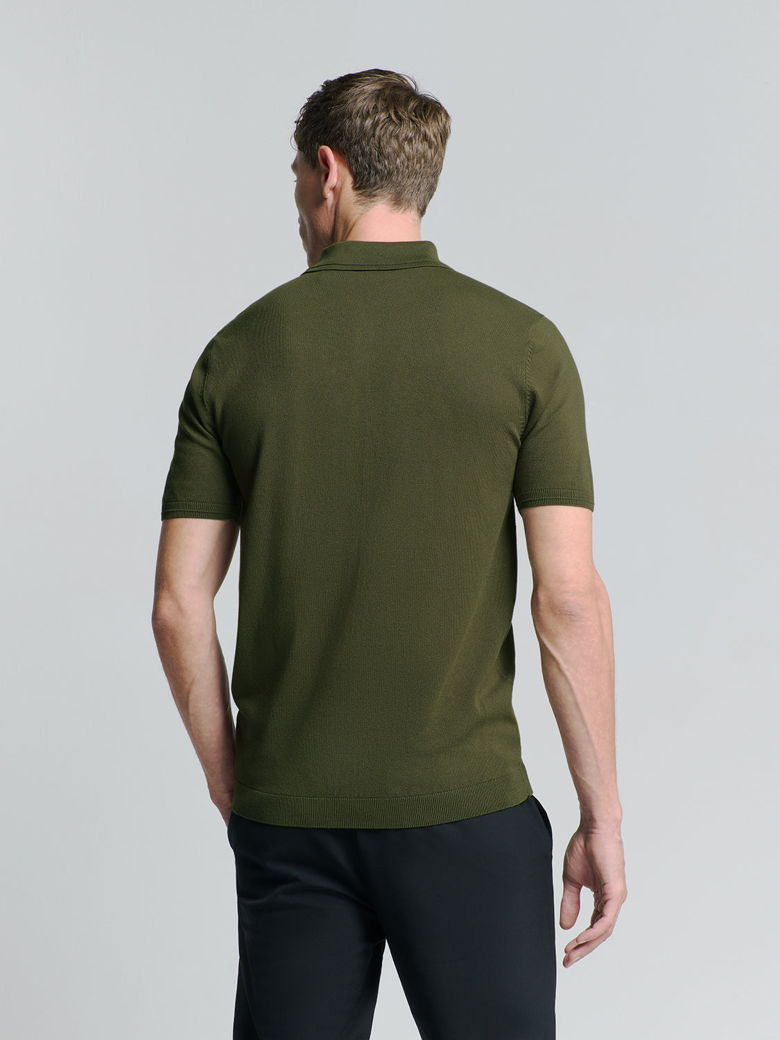 Pullover Short Sleeve Polo Button Solid