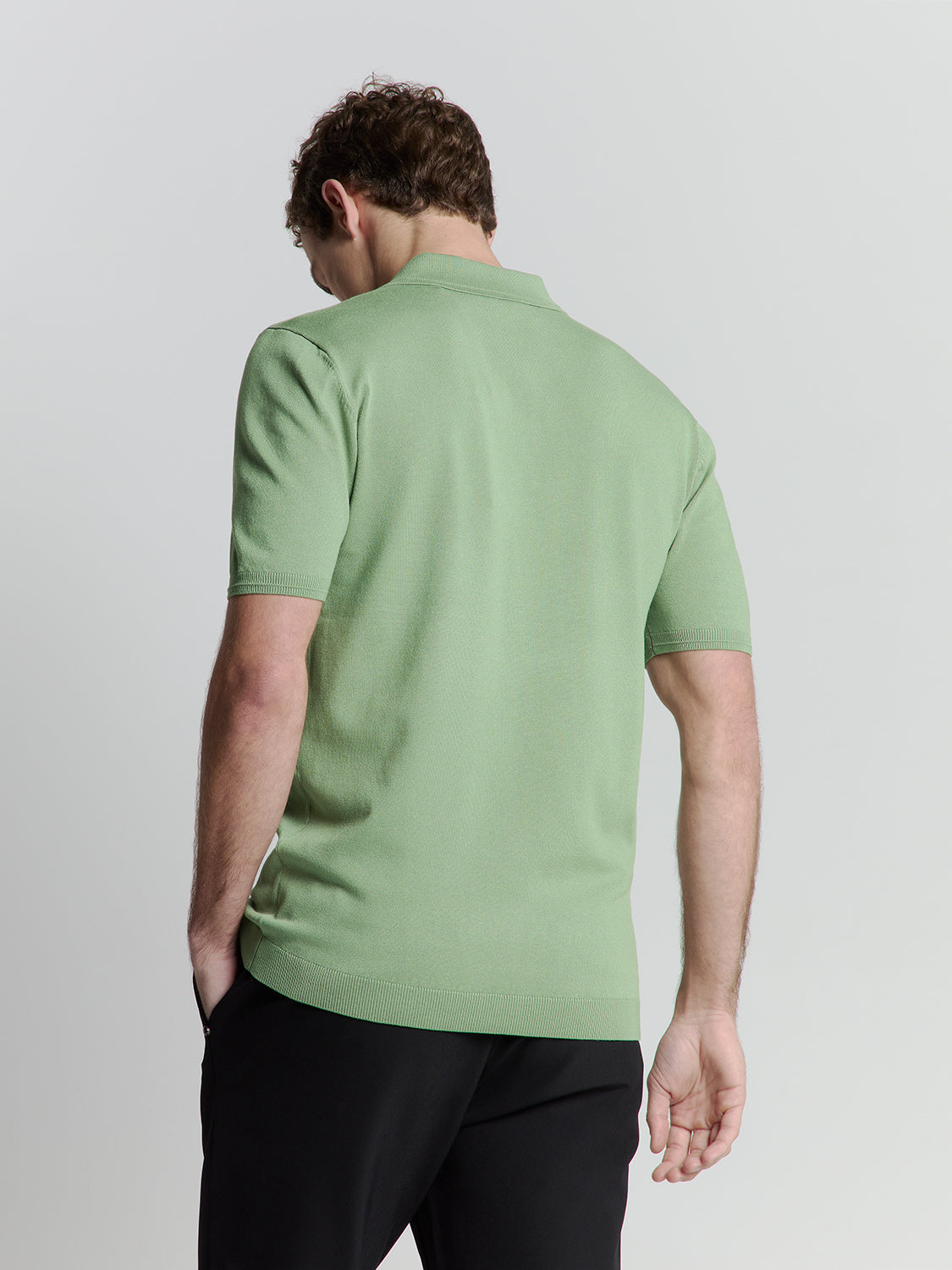 Pullover Short Sleeve Polo Button Solid