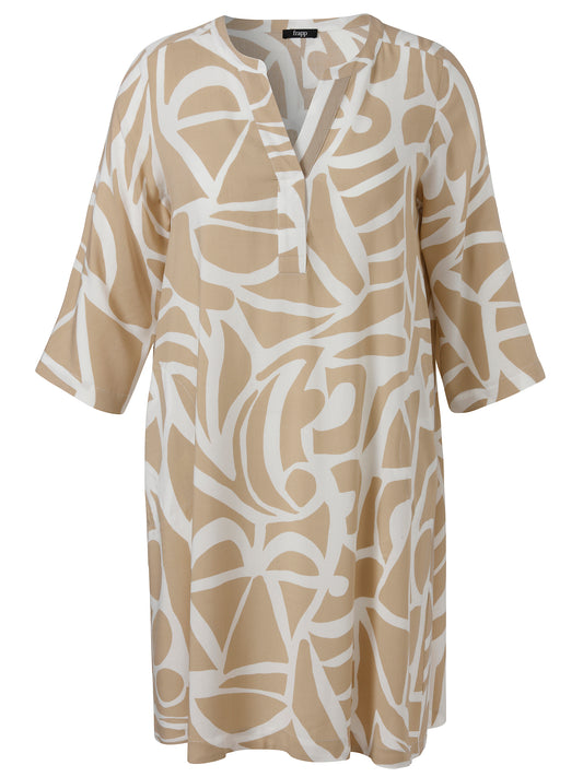 Kleid V-Ausschnitt 3/4 Arm Druck