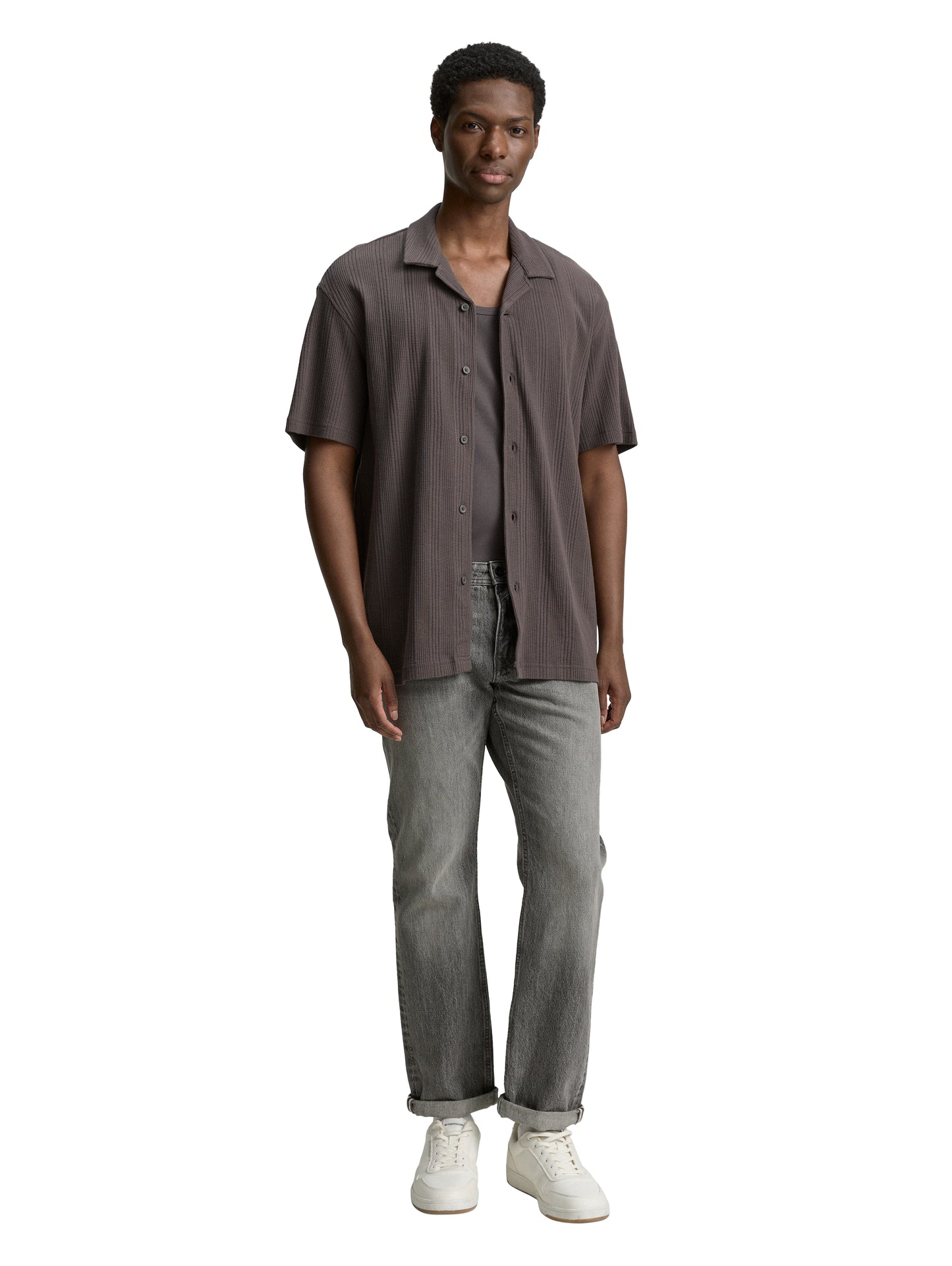 Relaxed Fit Kurzarmhemd mit Struktur