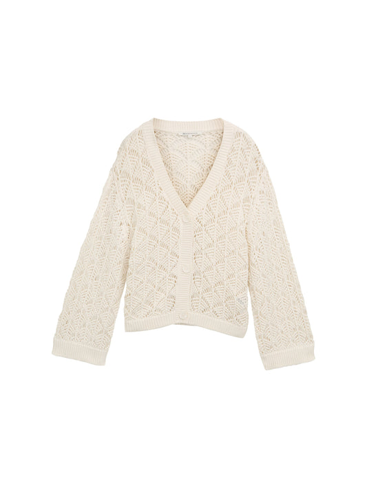 Relaxed Fit Cardigan mit Lochmuster