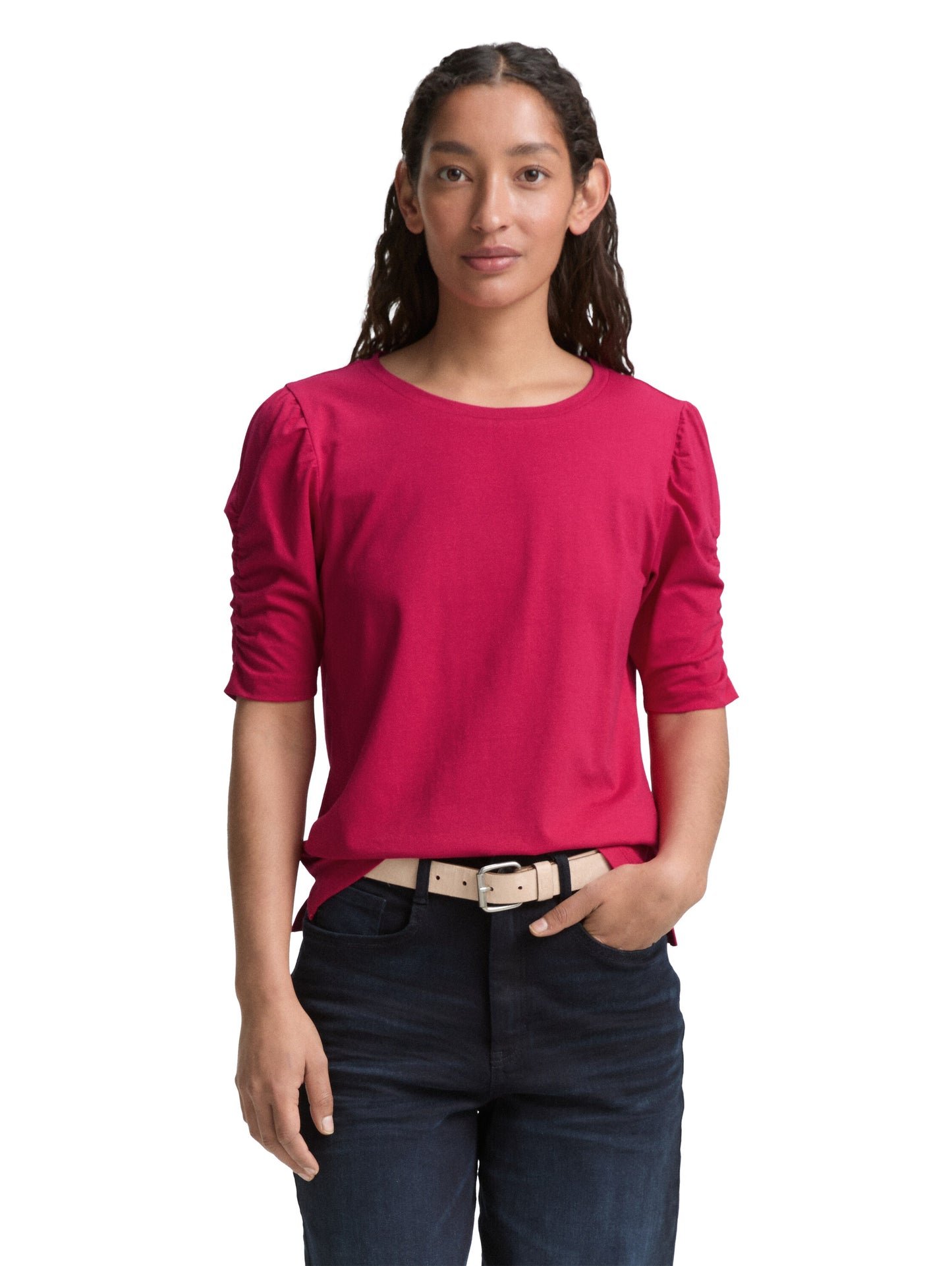 T-Shirt mit Raffärmeln