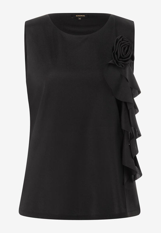 Top mit Blumenbrosche  schwarz  Sommer-Kollektion