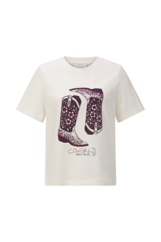 Elegant Fit T-Shirt Cow Girl Boots