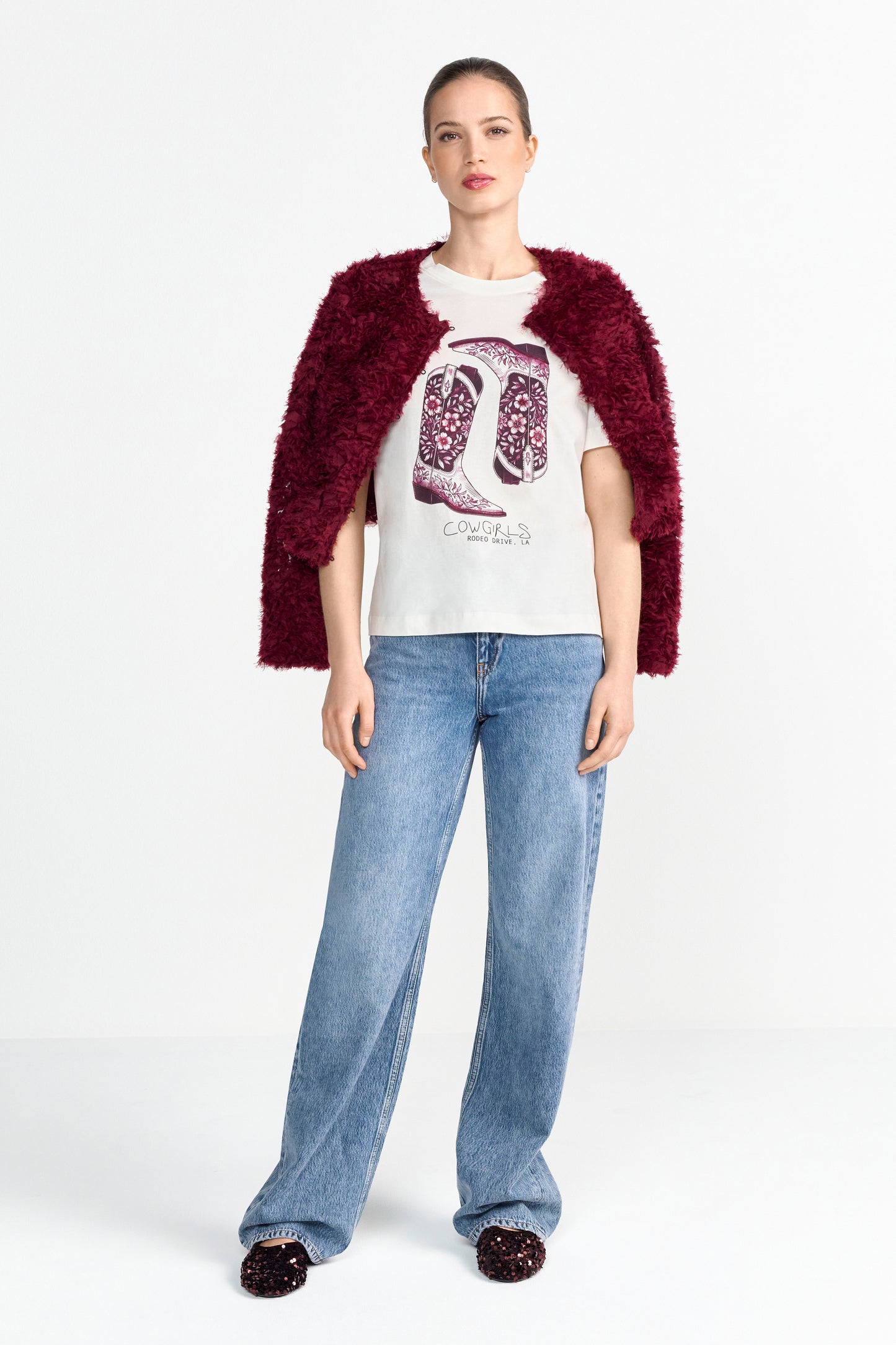 Elegant Fit T-Shirt Cow Girl Boots