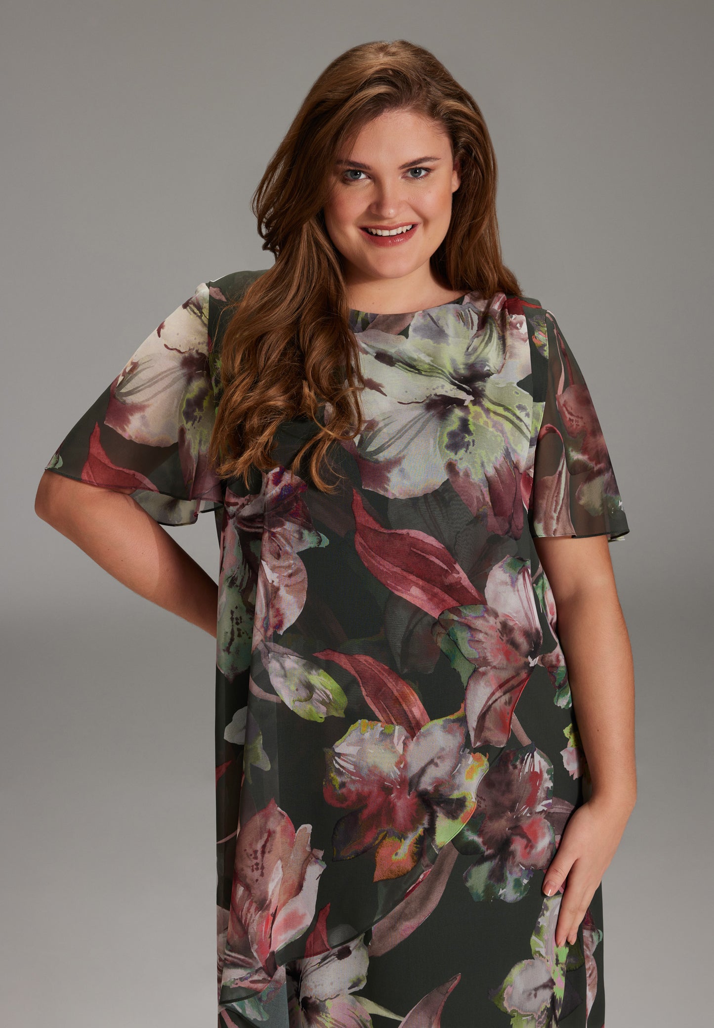 Curve / Hängerchen im Lagenlook aus nachhaltigem Chiffon mit Blumendruck