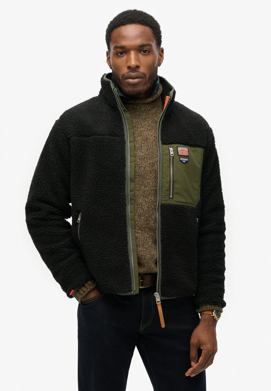 Vintage Retro Fleecejacke mit durchgehendem Reißverschluss