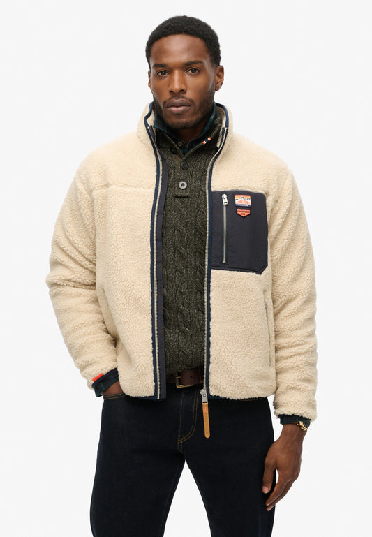 Vintage Retro Fleecejacke mit durchgehendem Reißverschluss