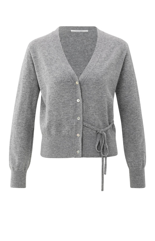 Cardigan with straps, MEDIUM GREY MELANGE
