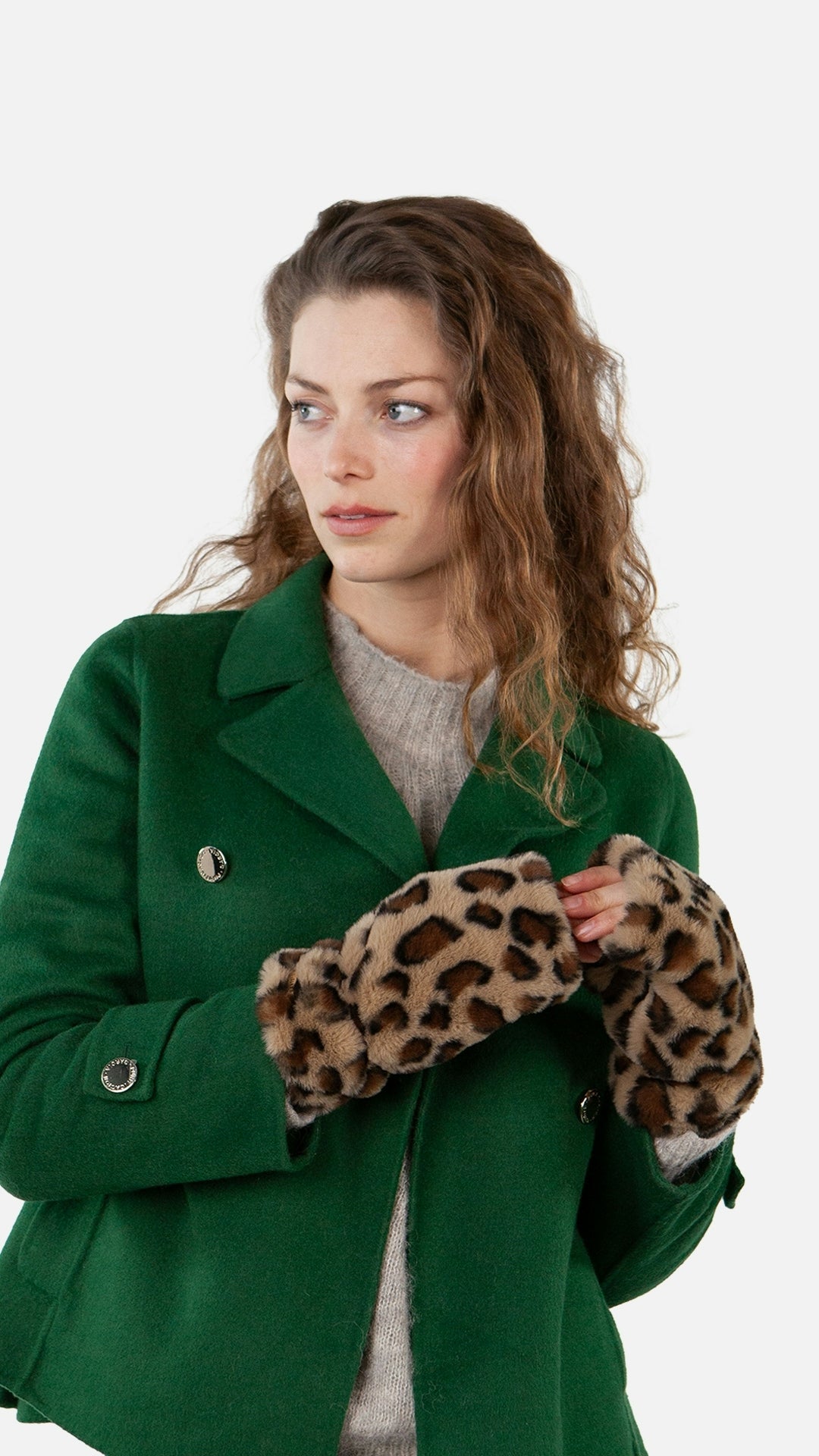Britamu Fingerless Gloves, print brown