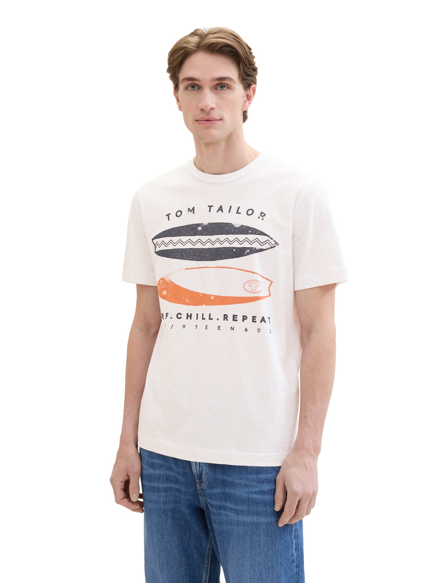 printed fine stripe t-shirt