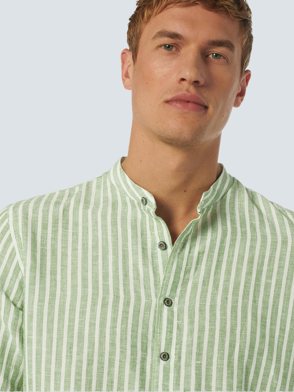 Shirt Granddad Stripe With Linen